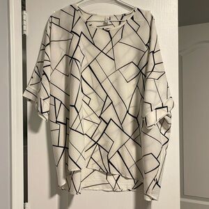 oversized Geometric Print White Black